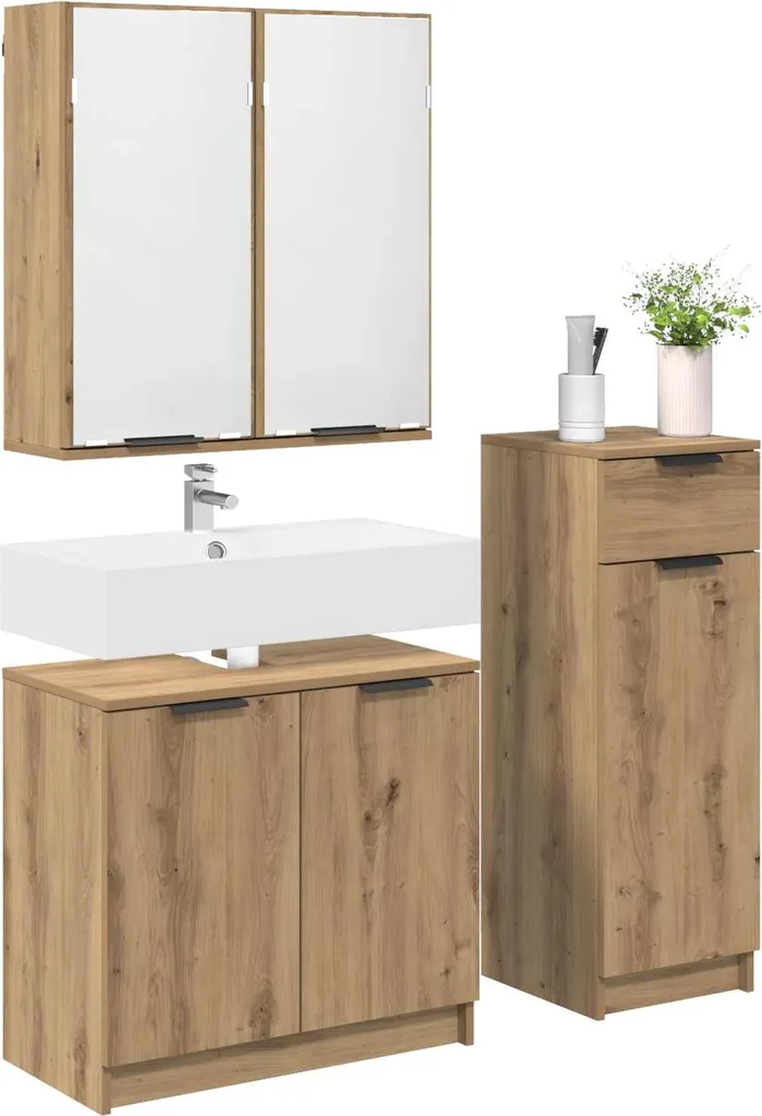 vidaXL Ensemble de meubles de salle de bains 3 pcs chêne artisanal bois