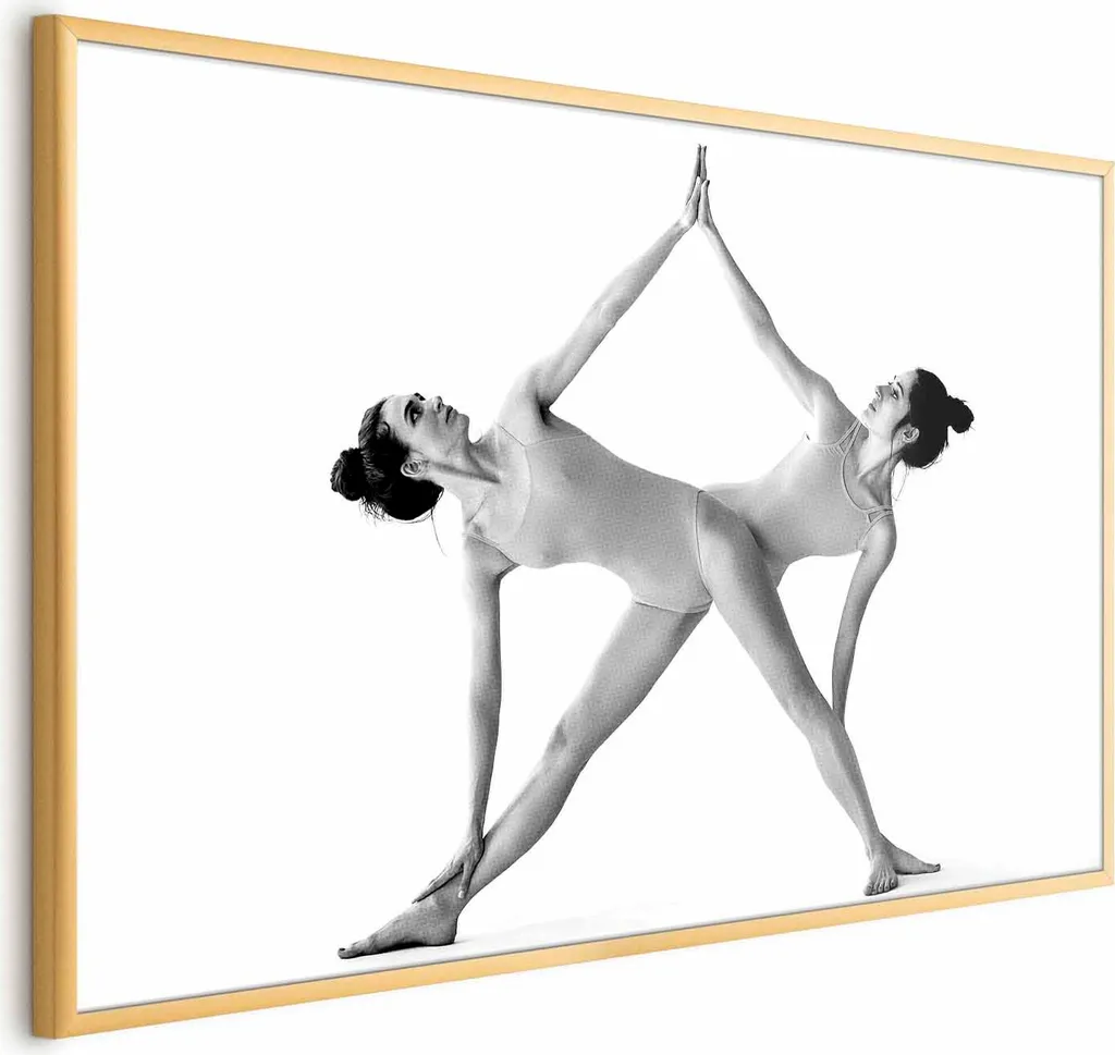 Poster di yoga 90x60 cm con cornice dorata senza margini
