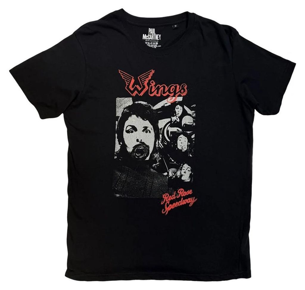 Paul McCartney & Wings - T-Shirt für Herren/Damen Uni, Rückseitiger Aufdruck RO15652 (XXL) (Schwarz)