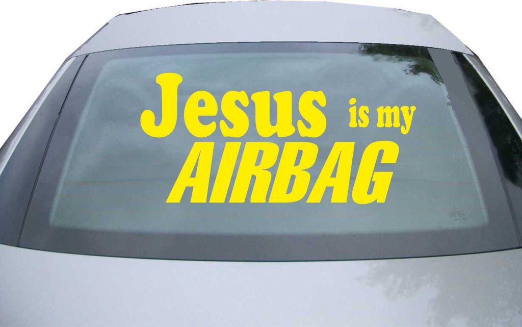 Indigos UG - Aufkleber Heckscheibe & Motorklappe DE6441 - gelb - 600x285 mm - Jesus is my airbag - Auto Scheiben Fenster Heckklappe Tuning Racing J...