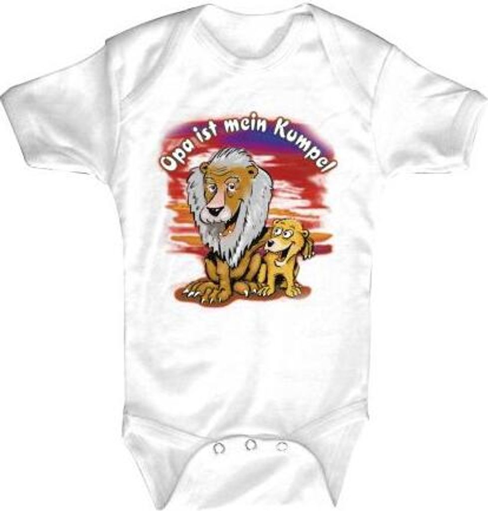 Babystrampler mit Print - Opa ist mein Kumpel - 08315 versch. Farben Gr. 0-24 Monate Color - weiß Größe - 12-18 Monate