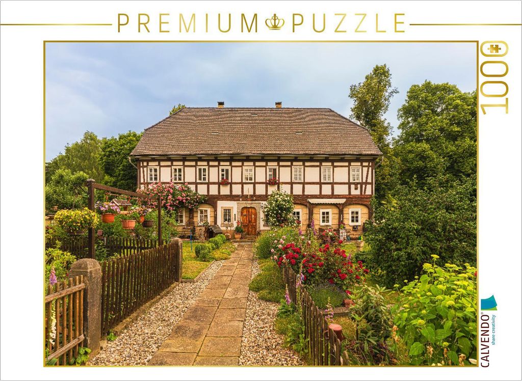 CALVENDO Puzzle Umgebindehaus in Großschönau (1352 gegründet) hat ca. 660 Umgebindehäuser welche als Unikate erhalten sind. | 1000 Teile Lege-G...