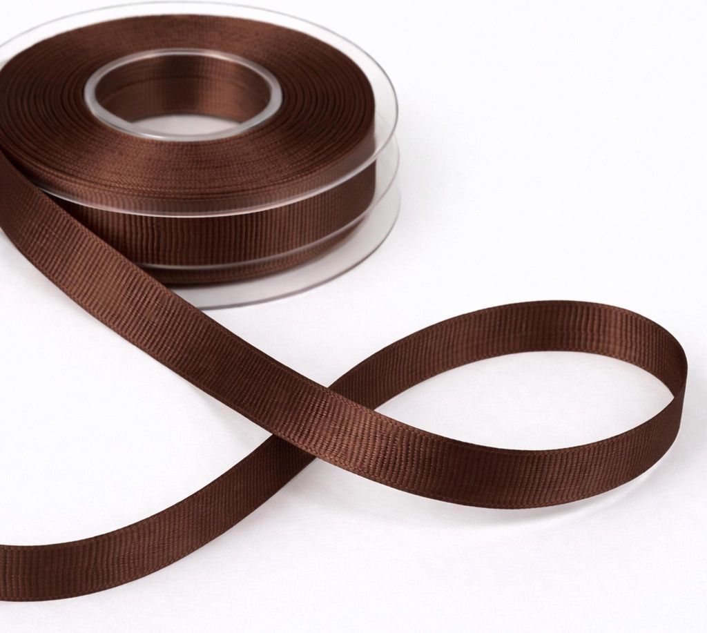 Dekoband Ripsband 15 mm breit 20 m geripptes Schleifenband aus Polyester schokobraun