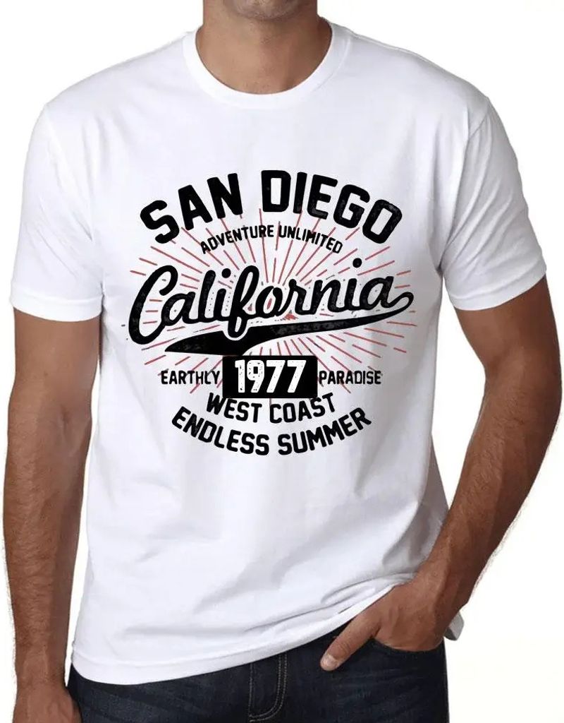 Herren Grafik T-Shirt San Diego Kalifornien endloser Sommer 1977 – San Diego California Endless Summer 1977 – Geschenk 47. Geburtstag Jahrestag 47