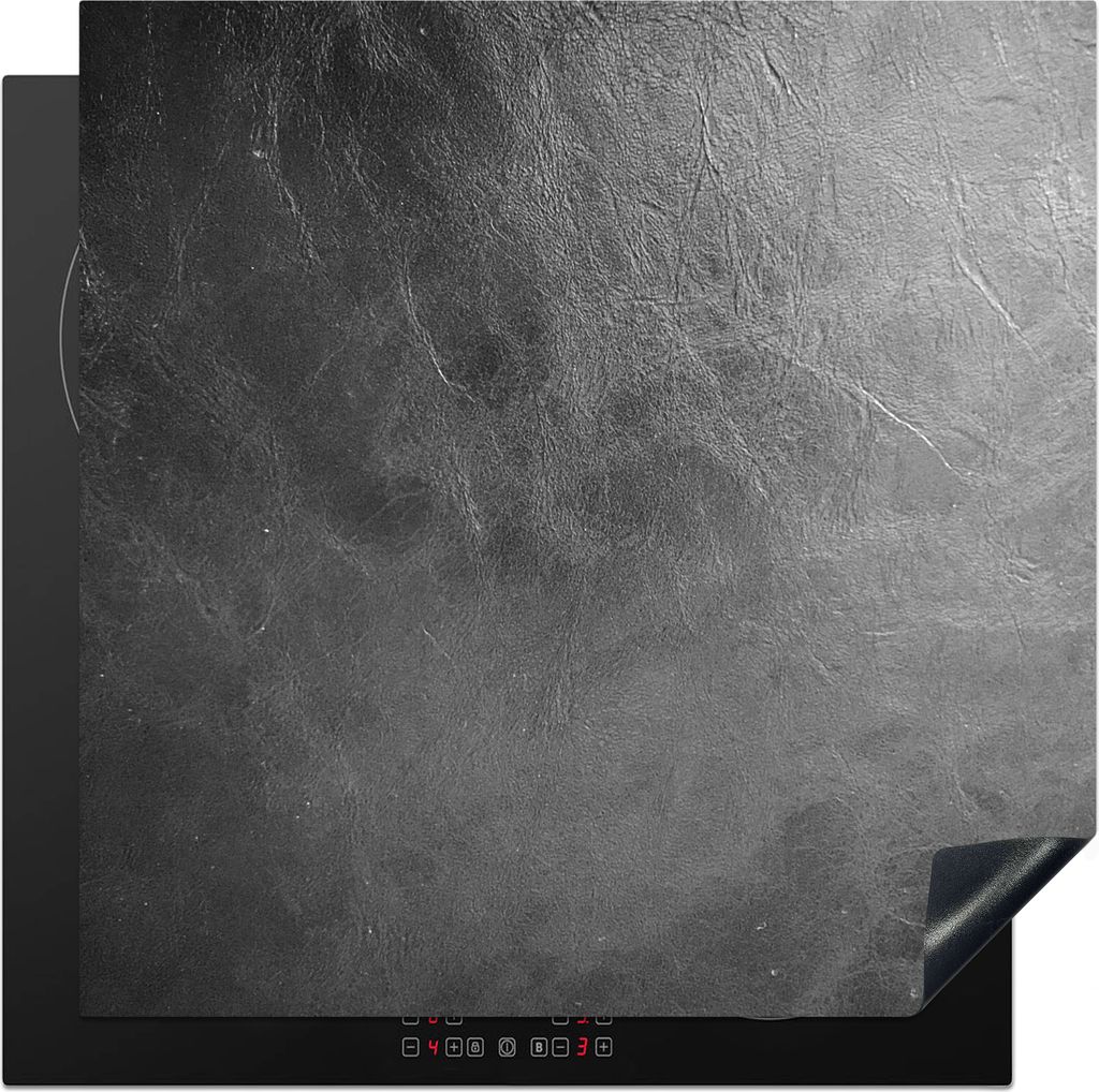 KitchenYeah Herdabdeckplatte Leder - Lederoptik - Industriell - Grau , 78x78cm, Küche Deko, Glaskeramikkochfeld Herdabdeckung, Abdeckplatte fùr...
