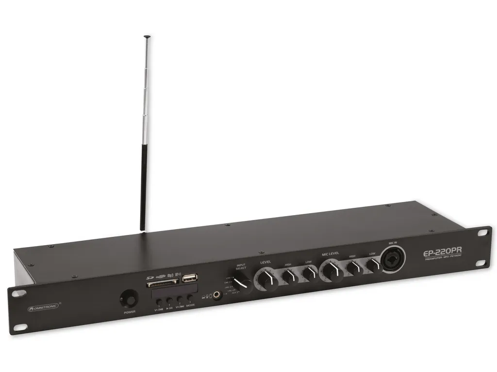 Préampli Rackable Omnitronic EP-220PR Lecteur USB SD et Tuner FM Intégré - 2