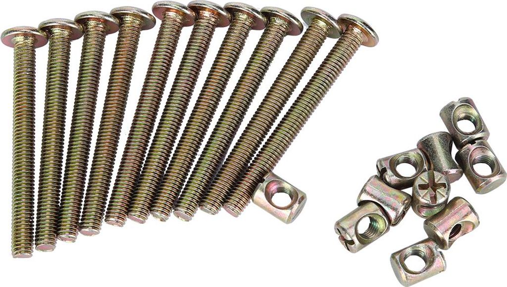 Möbelverbindungs-Verbindungsbolzen, Schrauben, Hutmuttern-Set, Kohlenstoffstahl (60 mm)
