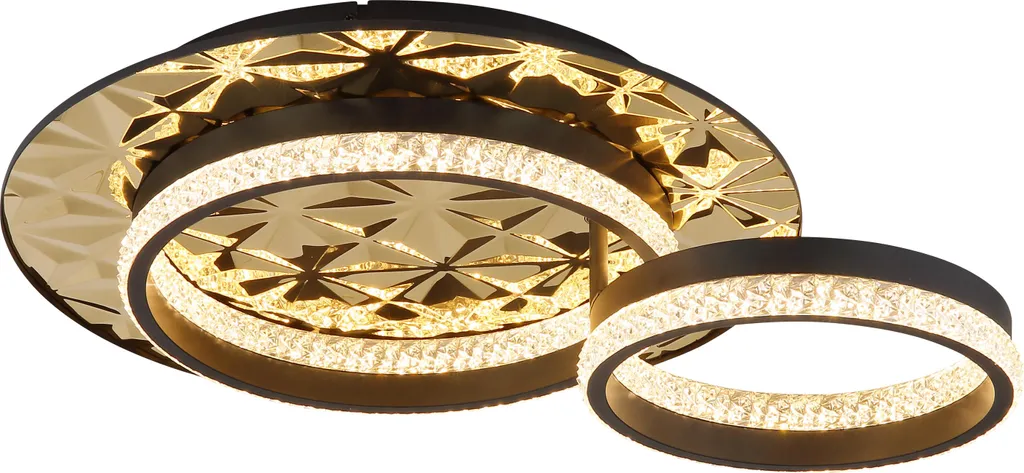 Luminaire de plafond design doré avec LED et décorations effet cristal