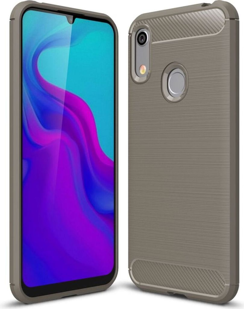 Schutzhülle Handyhülle für Huawei Y6 (2019) Case Cover Carbon Optik Grau