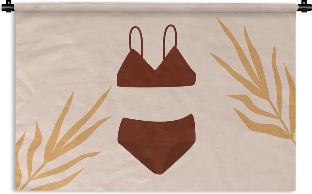MuchoWow Wandteppich Wandbehang Sommer - Bikini - Blätter 60x40 cm Tapisserie Dekoration Wandtuch - Wanddekorationen