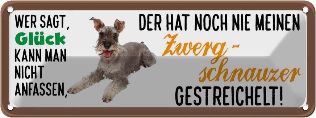 vianmo Blechschild 10x27 cm Zwerg Schnautzer Hund gestreichelt Tier Haustier