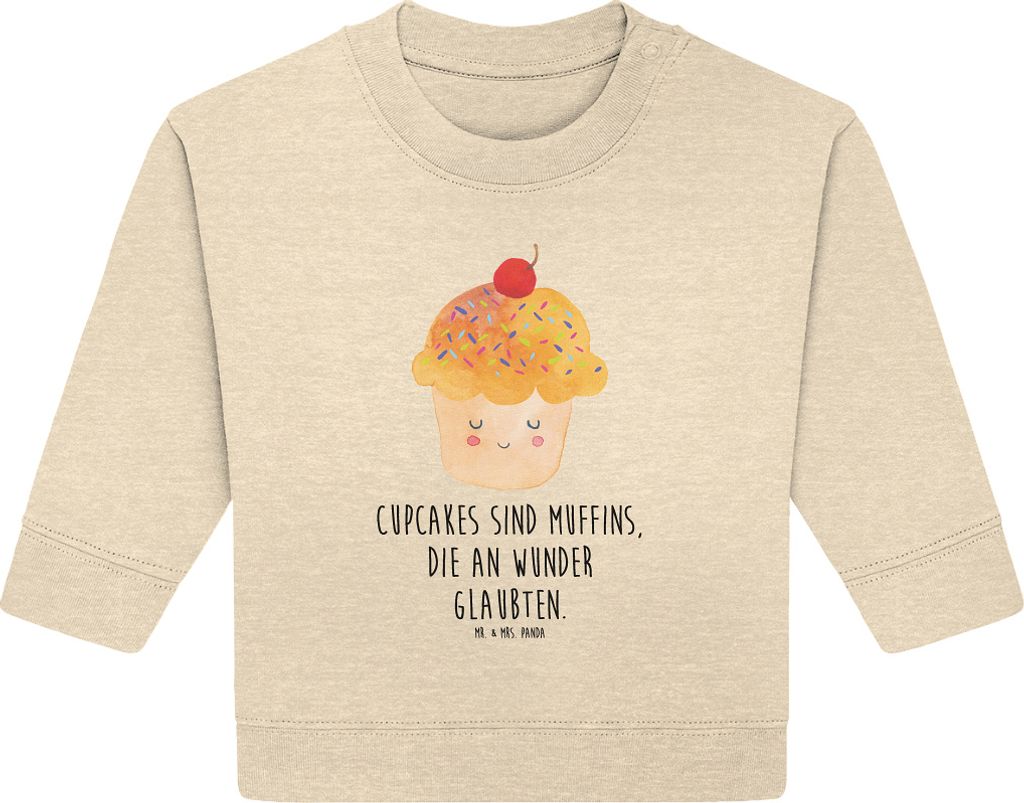 Mr. & Mrs. Panda Organic Baby Pullover Cupcake 12. - 18. Monat - Natural Raw - Geschenk, Koch, Küche Spruch, Bullover, Muffin, Cupcakes, Wunder, M...
