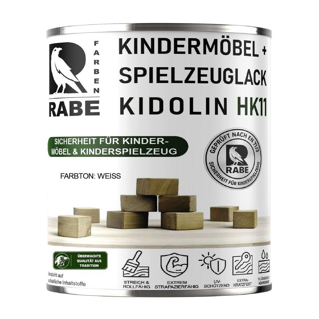 RABE Lack 1Liter Weiß Seidenmatt Kindermöbel Produktbild 