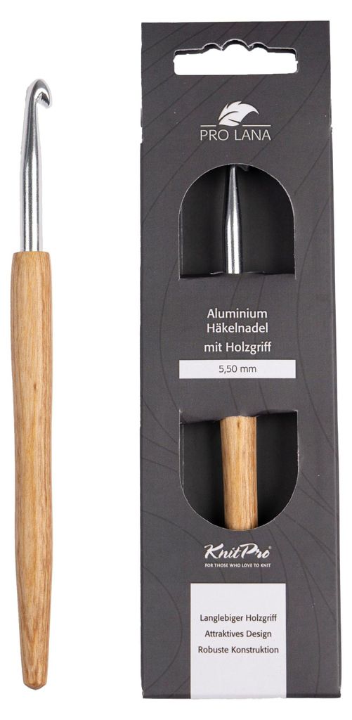 Pro Lana KnitPro NATURAL Aluminium Häkelnadel mit Produktbild 