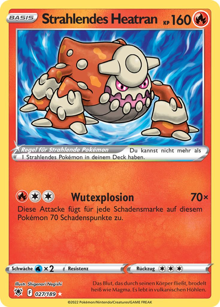 Strahlendes Heatran Ultra Rare Shiny Schwert & Schild Astralglanz 27/189 Sammelkarten Pokemon Einzelkarten