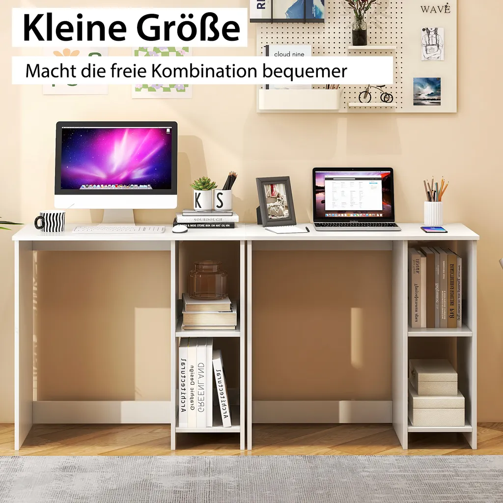 Table d'ordinateur compacte avec niches de rangement pour petit coin - 4