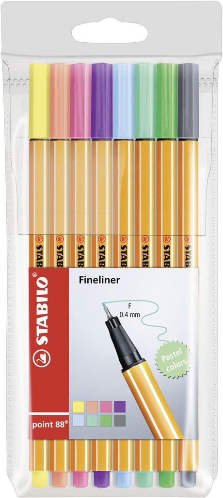 Fineliner - STABILO point 88 - balení 8 kusů - pastelové Obrázek produktu 