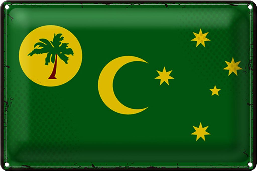 Blechschild Flagge Kokosinseln 40x30cm Retro Cocos Islands