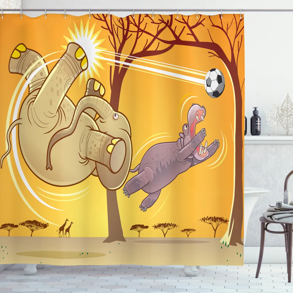 ABAKUHAUS Tenda Doccia Caricature Elefante Arancione 175x200cm Online