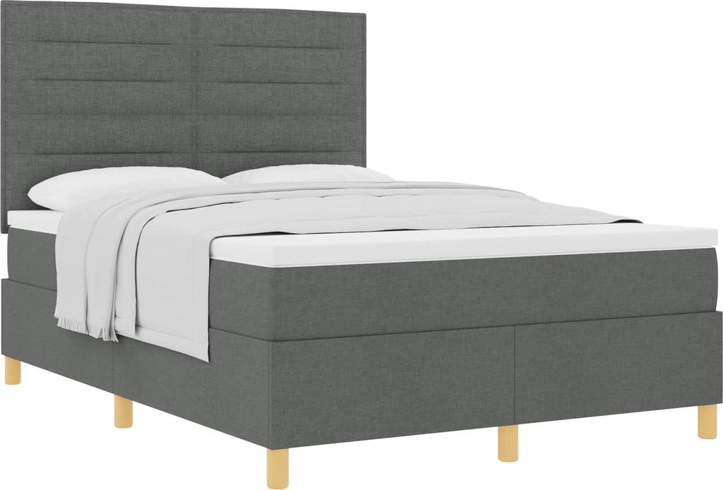Boxspringbett mit Matratze Dunkelgrau 140 x 200 cm Stoff