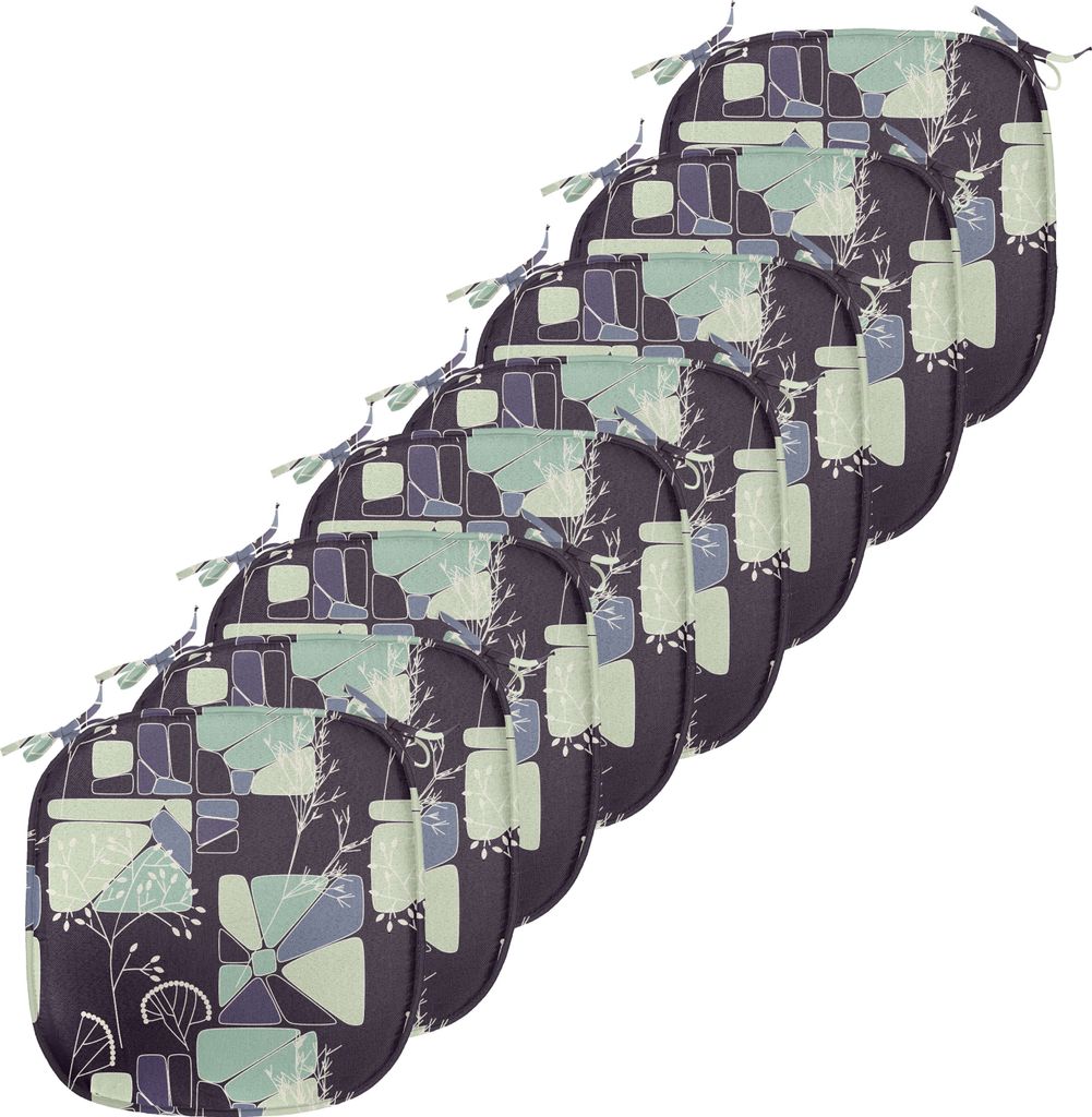 ABAKUHAUS Blumen Polster für Esszimmerstühle, Geometrische weiche Feder, Dekoratives wasserfestes Kissen mit Riemen für Küchensitze, 40 cm x 40...