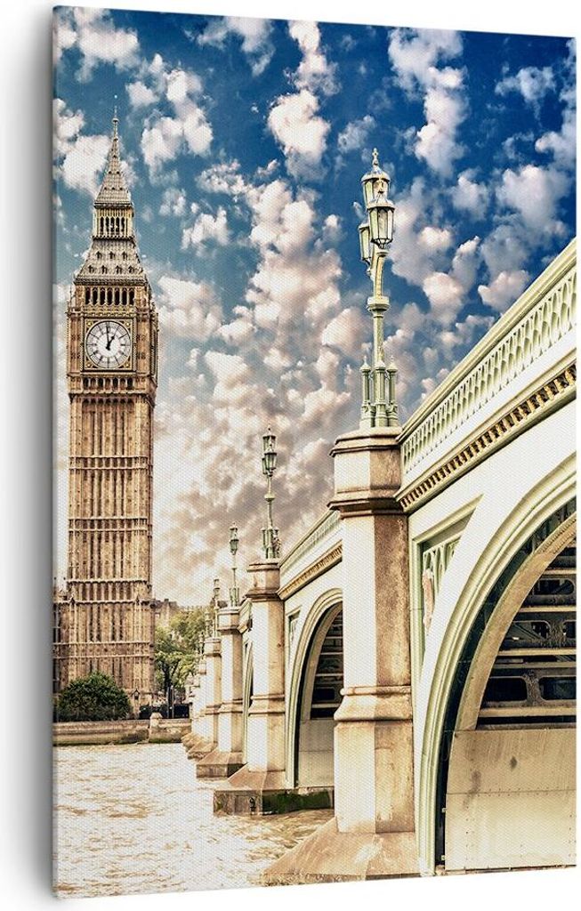 Bild auf Leinwand - Leinwandbild - Einteilig - London architektur big ben - 80x120cm - Wand Bild - Wanddeko - Wandbilder - Leinwanddruck - Wanddeko...