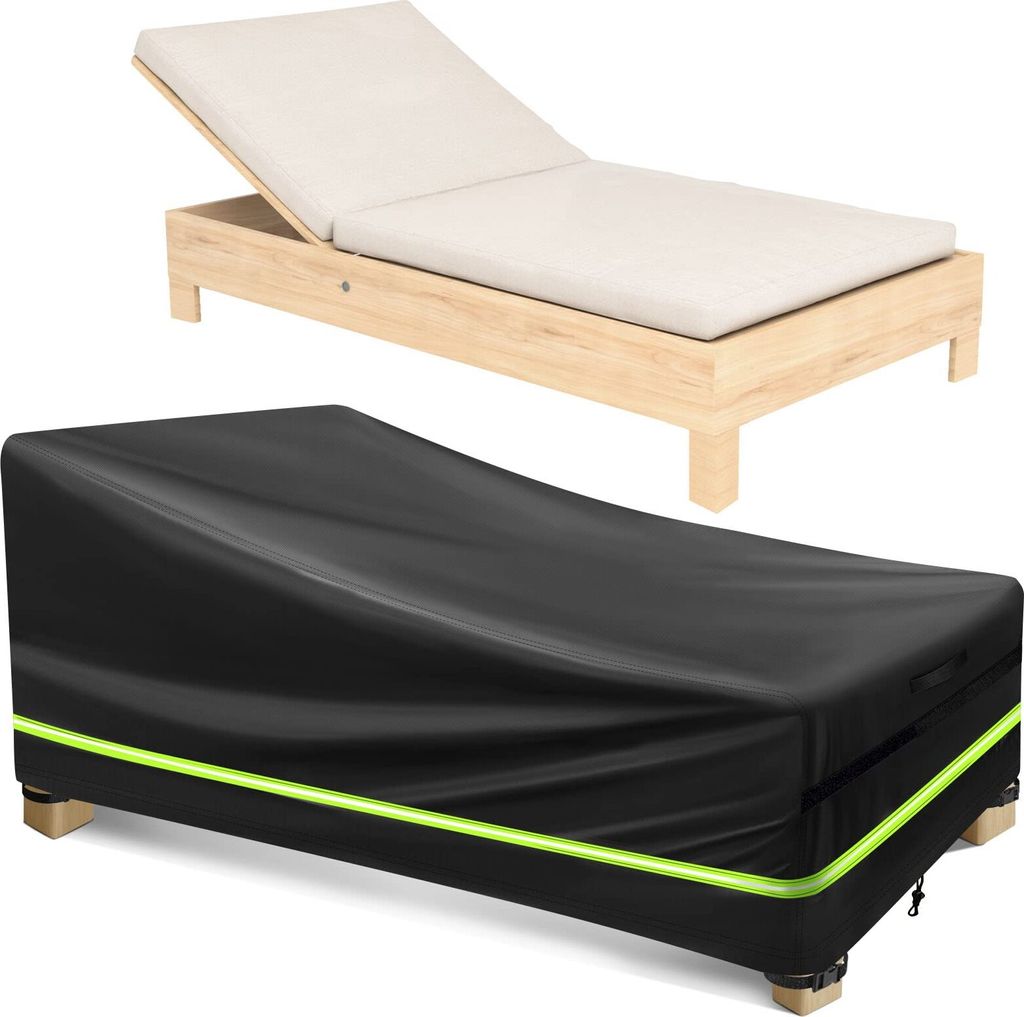 210*75*40*80cm (L*W*FH*BH) 210D Gartenliege Abdeckung Schutzhülle für Sonnenliege Liegestuhl Rollliege Schwarz