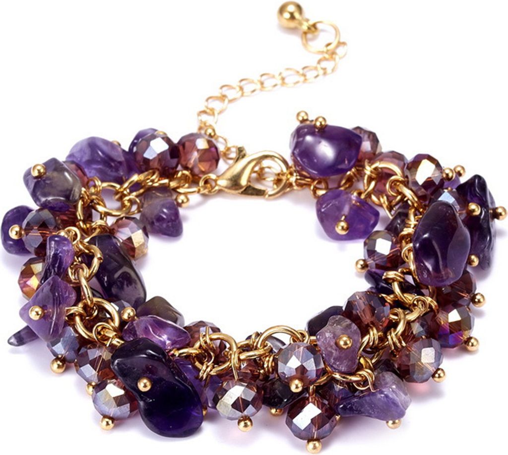 Mode Stein Frauen Mädchen Armband Armreif Handgelenk Band Schmuck Party Urlaub Geschenk-Lila