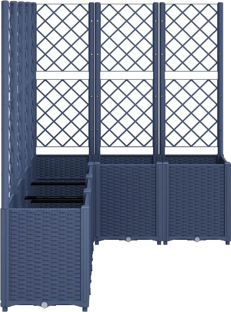 Bac à fleurs en PP résistant avec support treillis 160 cm bleu-gris - 4