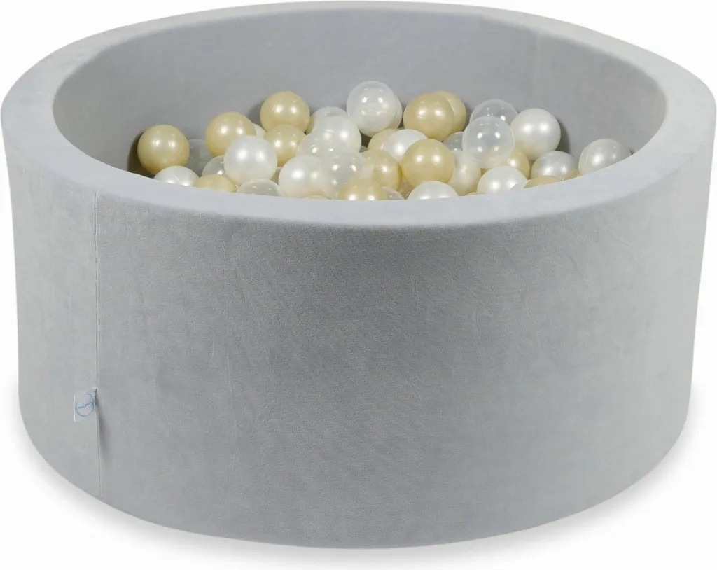 Piscine à balles Velvet 90x40cm gris clair avec 300 balles pour bébé