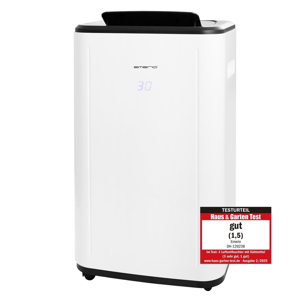 Emerio Luftentfeuchter – 30L/Tag – 60 m² – 6L-Wassertank – Automatische Abschaltung – Wasser-voll-Alarm – Wäschetrocknungsfunktion ...