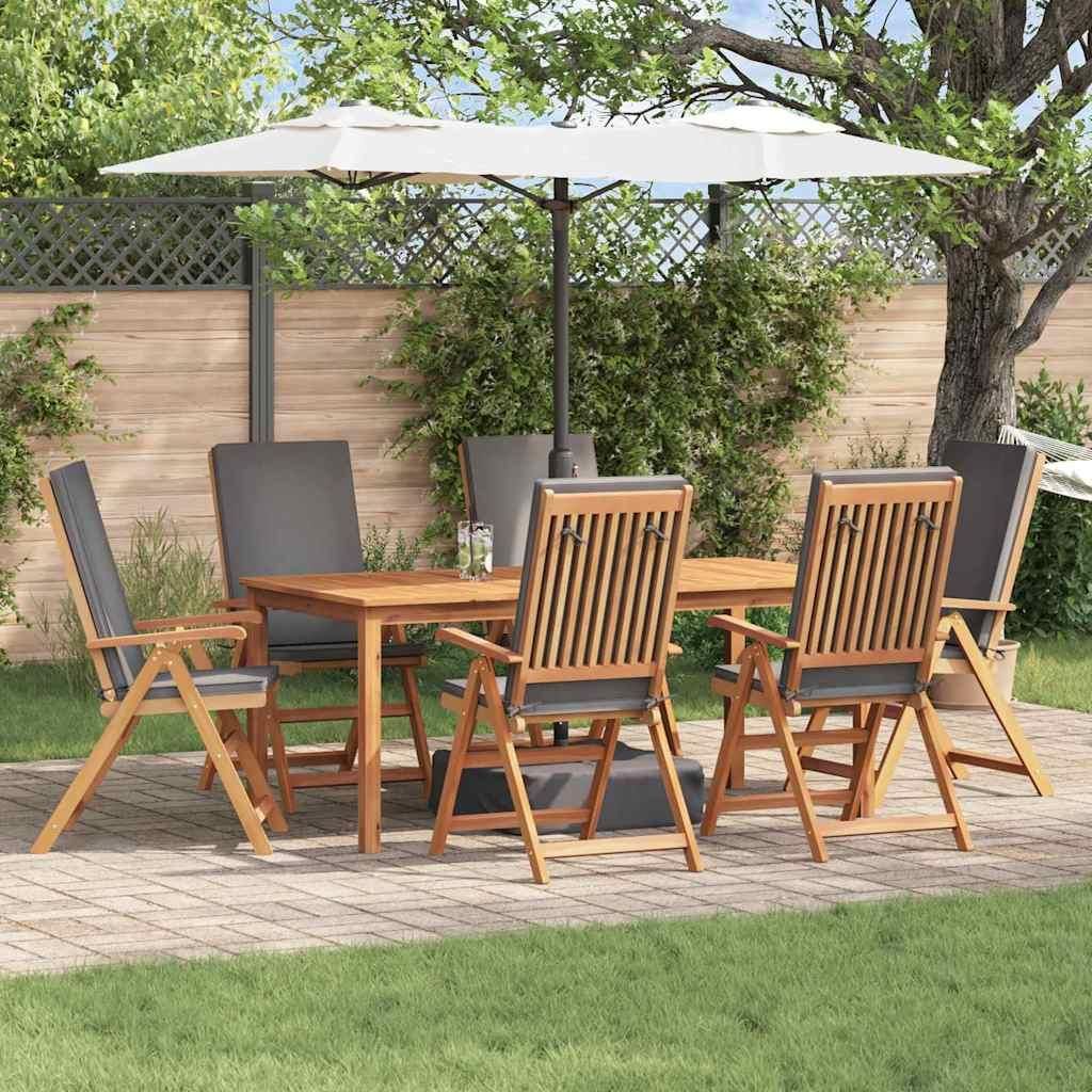 Garten-Liegestühle mit Kissen 6 Stk. Massivholz Teak, Gartenstühle Design Möbel Neu