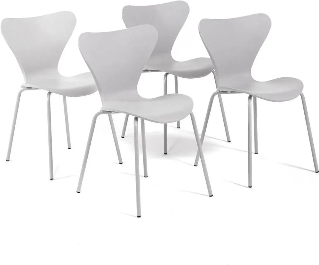 Chaises de cuisine lot de 4 NINA gris clair pieds métal pour intérieur