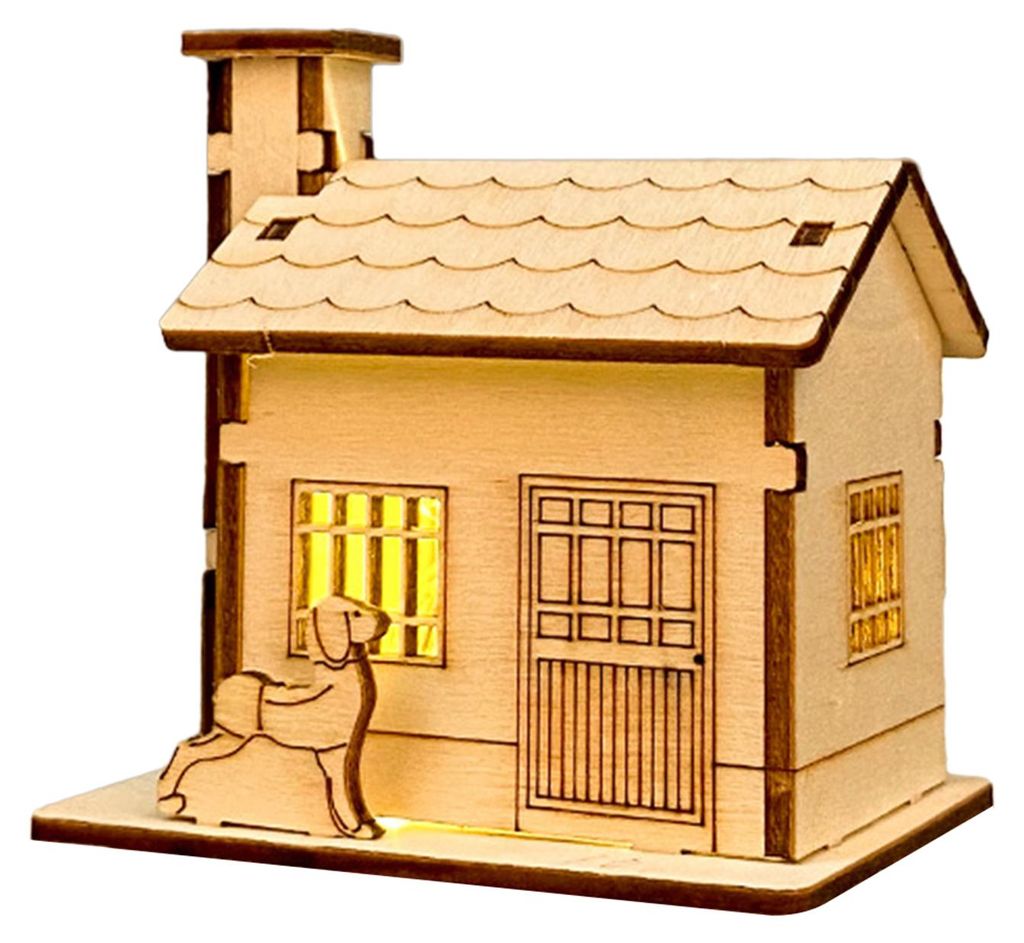 Handgefertigte, leuchtende Weihnachtshaus-Dekoration aus Holz mit LED-Beleuchtung – ideal für Weihnachtsfeiern und als Tischdekoration
