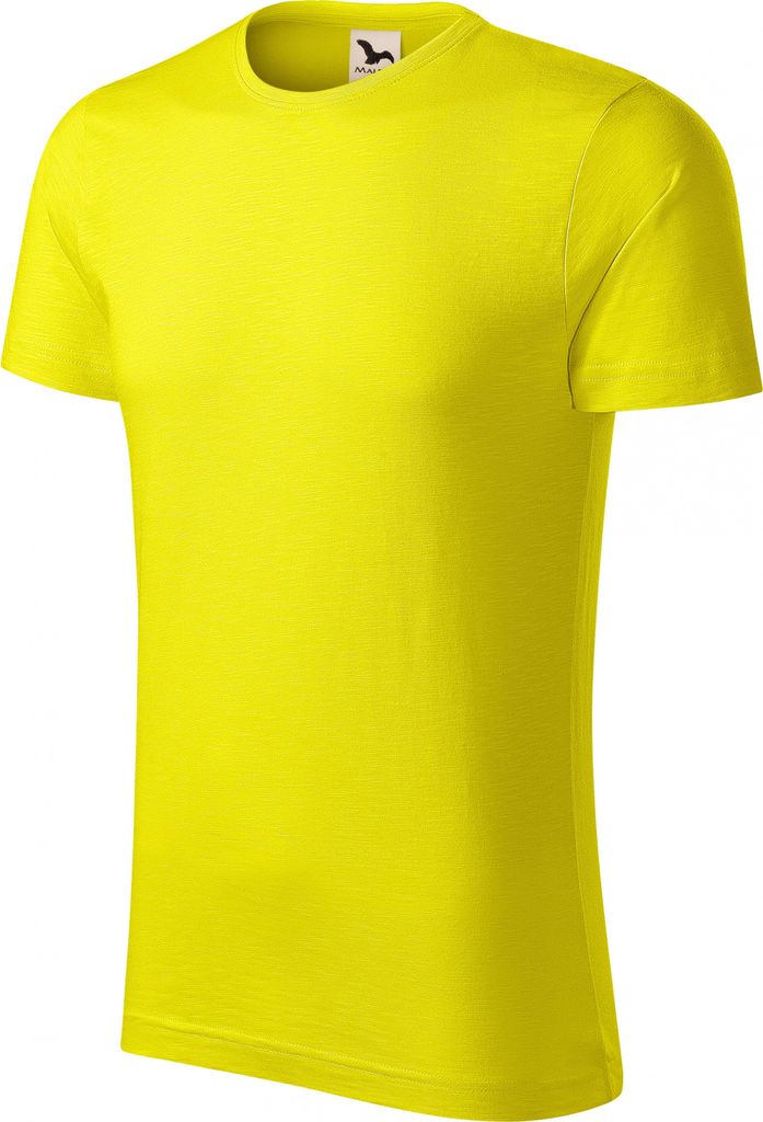 Herren-T-Shirt aus strukturierter Baumwolle, 100% GOTS-Baumwolle, ohne Aufdruck, einfarbig, 150 g/m2, Farbe zitronengelb, Größe S