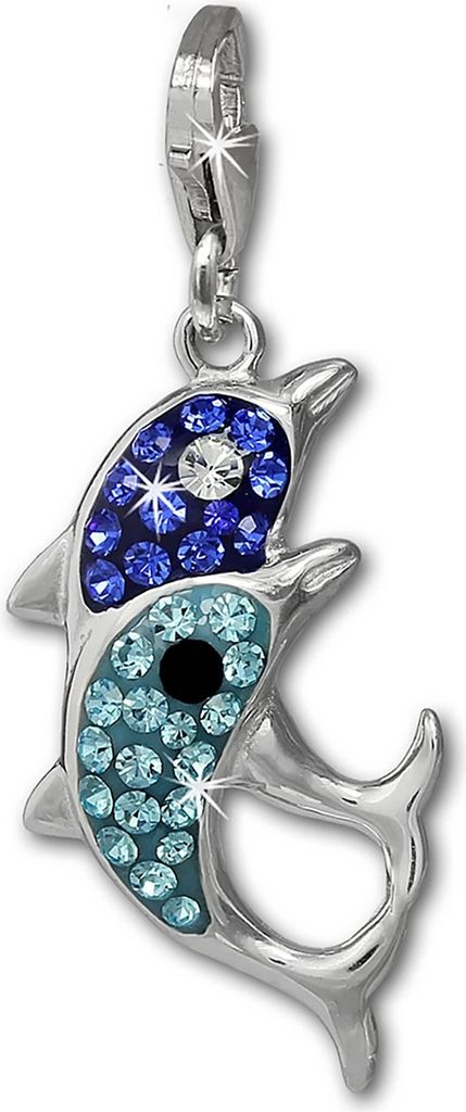 SilberDream hellblau Charm Delfin-Paar Zirkonia Silber Charms Anhänger GSC582H