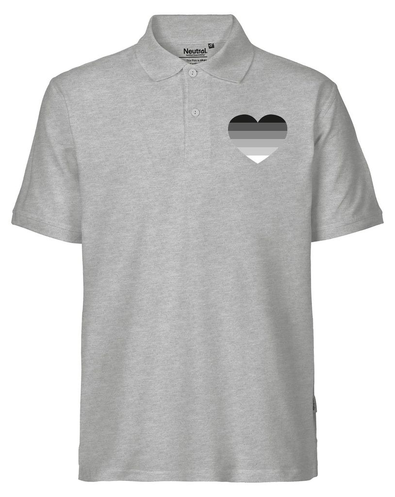 Huuraa Herren Polo Shirt Heterouell Flagge LGBTQ Herz XXL Sport Grey Bio Baumwolle Fairtrade Poloshirt Geschenkidee
