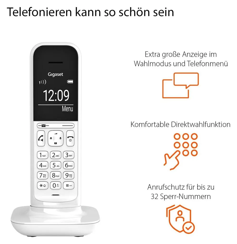 Gigaset CL390HX Lucent White - Combiné Supplémentaire DECT Design - 5