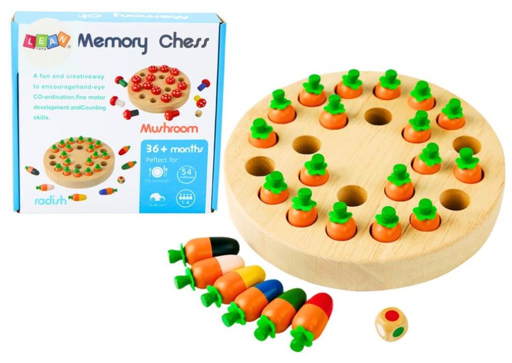 Memory-Spiel für die Karottenfamilie aus Holz