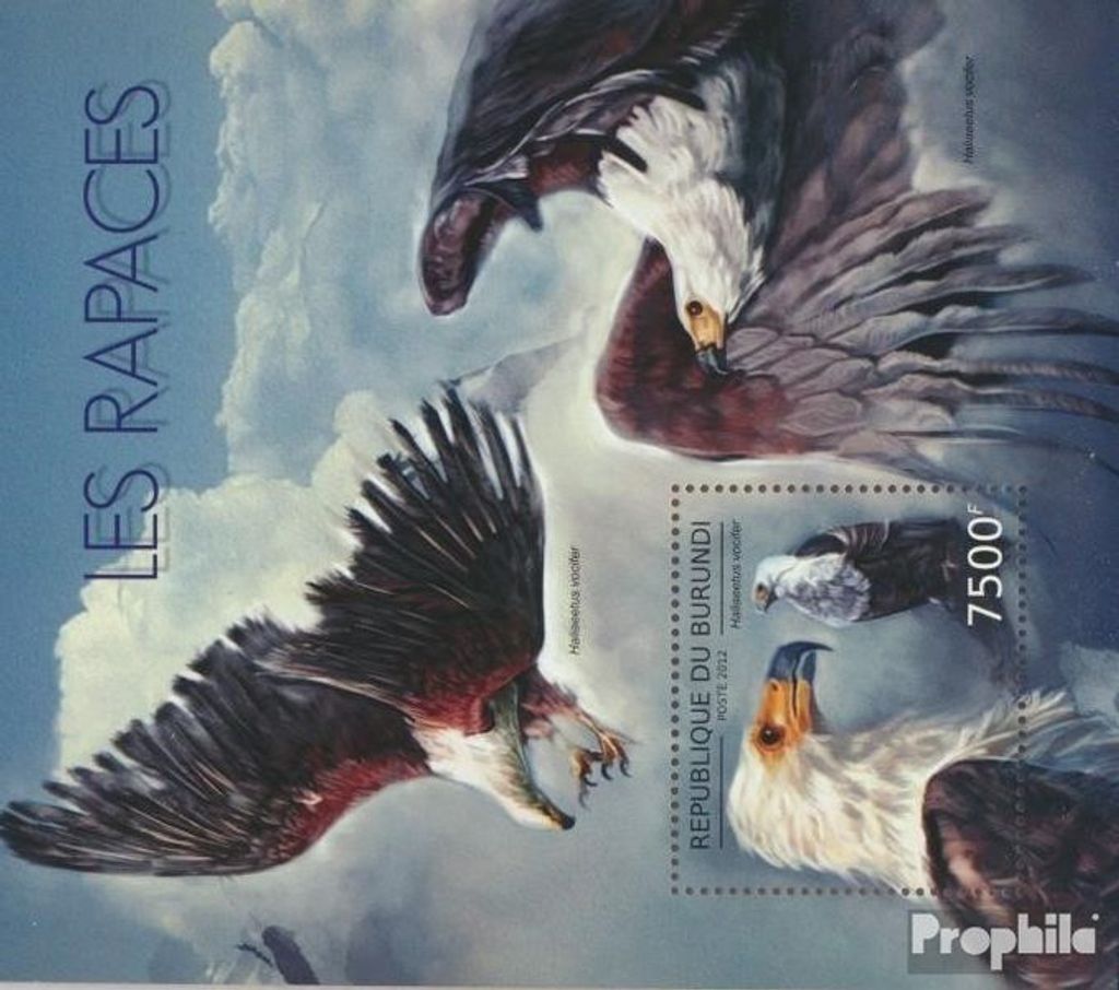 Briefmarken Burundi 2012 Mi Block 285 (kompl. Ausgabe) postfrisch Greifvögel, (Haliaeetus vocifer)
