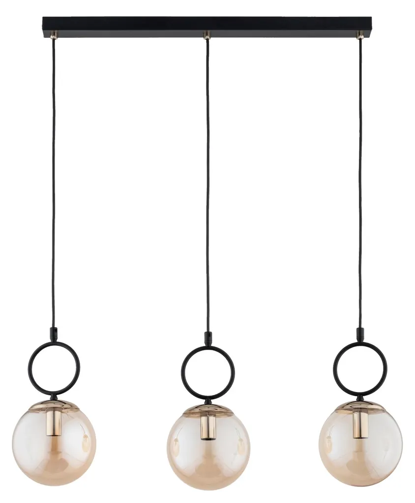 Luminaire Suspension de Plafond Design Industriel Noir et Ambre Alfa
