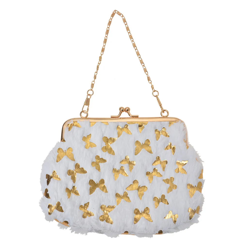 Portafoglio Glamour Clayre & Eef Farfalle Oro Bianco 15x10 cm