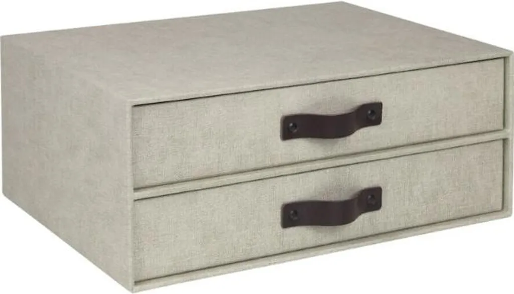 Cassettiera Scrivania BIRGER 2 Cassetti | Organizer A4 Tessuto Lino