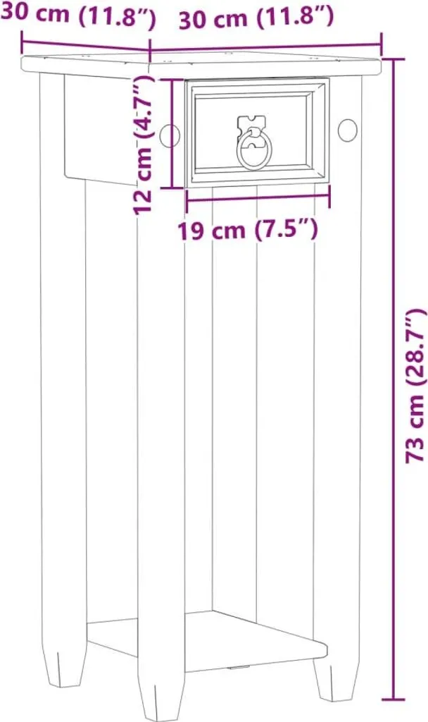 Support fleurs 73 cm en bois de pin massif avec structure stable carrée - 8