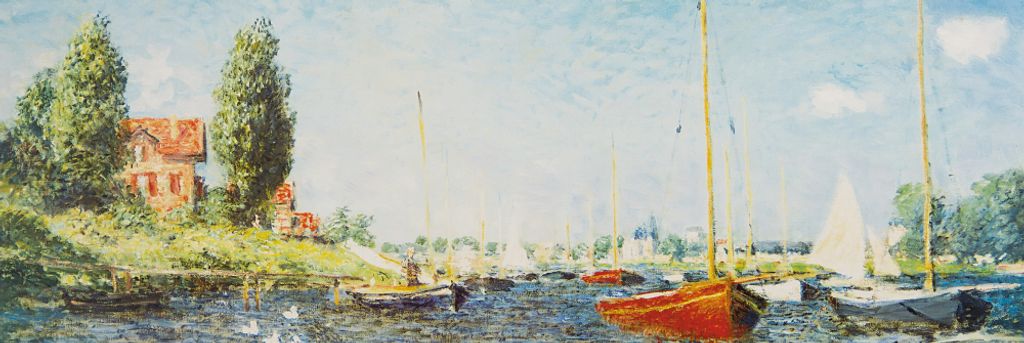 Claude Monet Kunstdruck Bild - Rote Boote Bei Argenteuil, 1875 (53 x 158 cm)