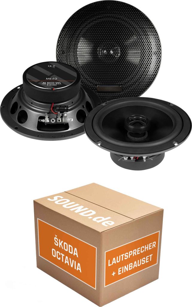 Lautsprecher Boxen Einbaupaket Heck Musway ME62 passend für Skoda Octavia III Typ 5E | 80W RMS hoher Wirkungsgrad