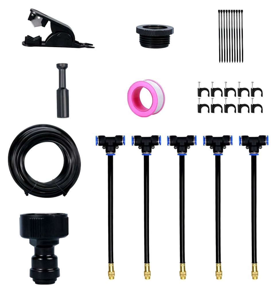 Automatisches Bewässerungssystem für den Garten, Wasser-Bewässerungsanlage mit Schnellkupplung und 360 Grad gebogenem Werkzeug für Blumenbeete ...