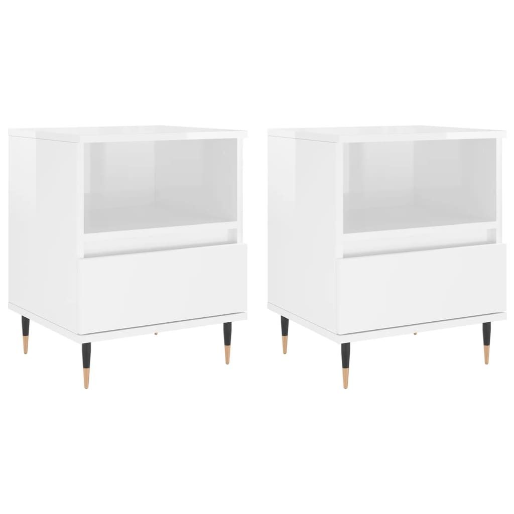 Maison Exclusive Nachttische 2 Stk. Hochglanz-Weiß 40x35x50 cm Holzwerkstoff