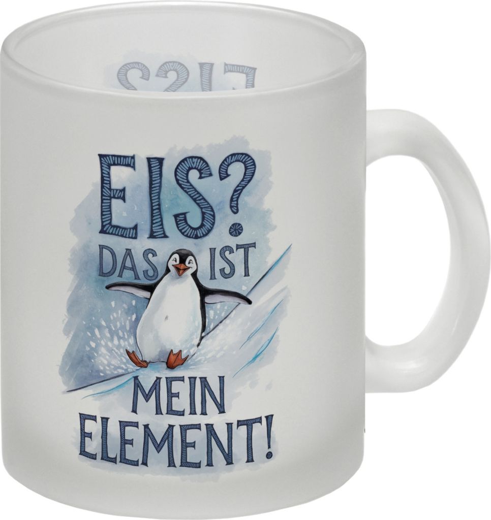 Niedlicher Pinguin Eis ist mein Element Glas Tasse