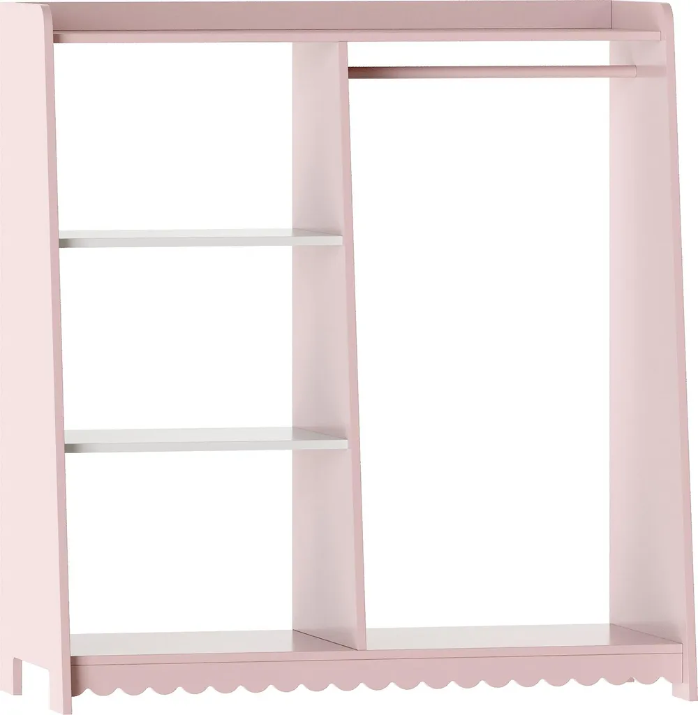 Armoire enfants Vestnes avec tringle 90x80x38 cm Barbe à papa et Blanc